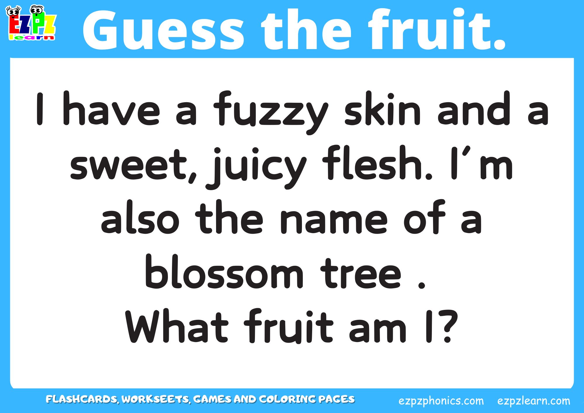 Fruit Guessing Game for Kids and ESL Students. Read the clues and then